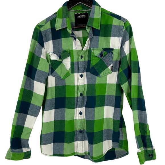 Vans Other - Vans Off The Wall Buffalo Plaid Flannel Mens Small Green Blue